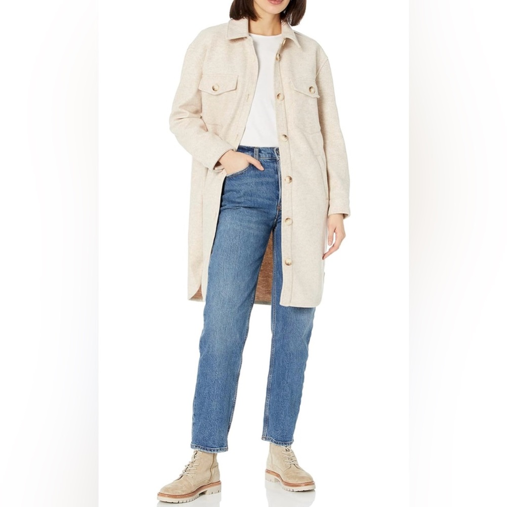 BLANKNYC Womens Faux Wool Long Shirt Jacket